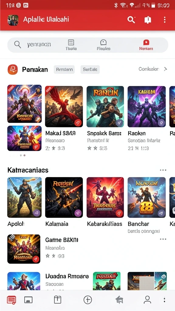 Screenshot menunjukkan beragam permainan yang ditawarkan di aplikasi LUCUBET.